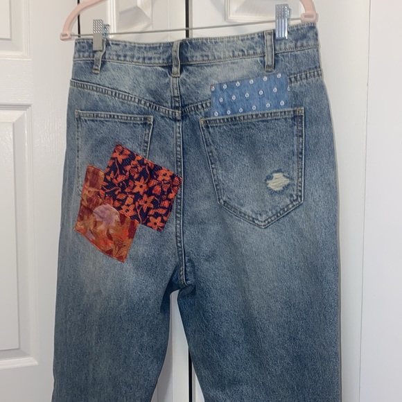 FREE PEOPLE Patchwork Jeans Size 31" We the Free" Balladonna High Rise Bootcut - Picture 10 of 12